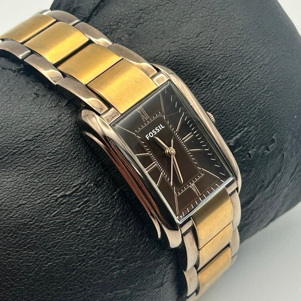 Fossil ES3007 Gold Brown Stainless Steel Women’s Watch Working New Battery